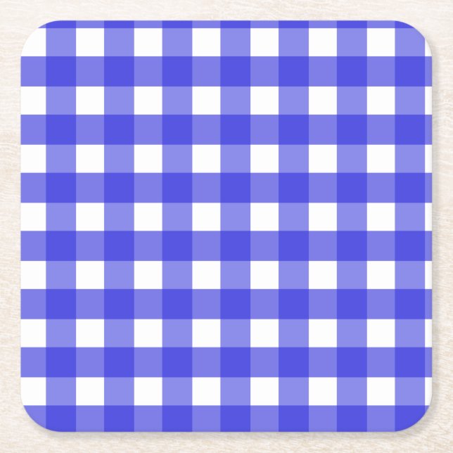 Posavasos Cuadrado De Papel Royal blue gingham (Anverso)