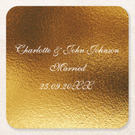 Posavasos Cuadrado De Papel Royal Personalized Shiny Gold Salve A Los Amos