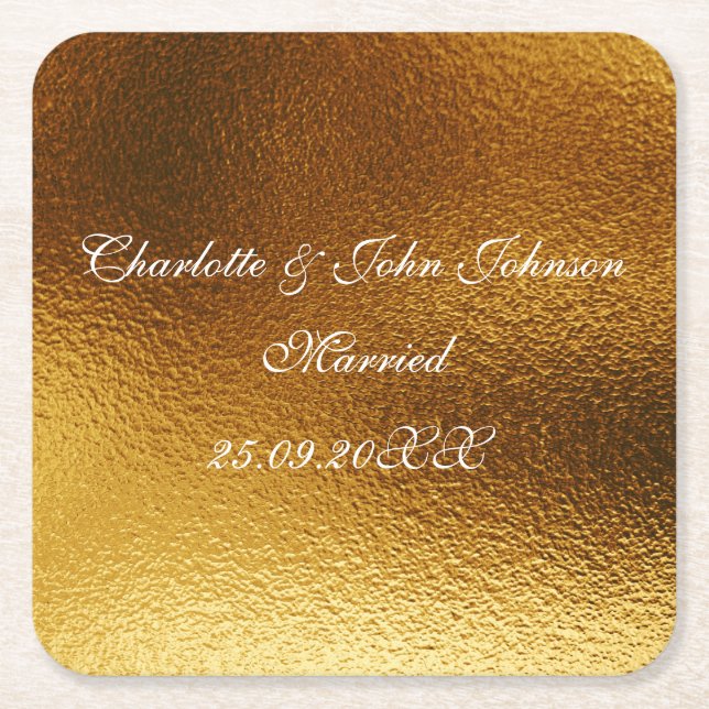 Posavasos Cuadrado De Papel Royal Personalized Shiny Gold Salve A Los Amos (Anverso)
