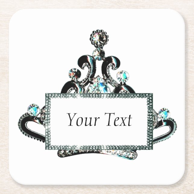 Posavasos Cuadrado De Papel Royal Tiara personalizada (Anverso)