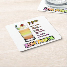 Posavasos Cuadrado De Papel RU PUNCH Cocktail Recipe Art