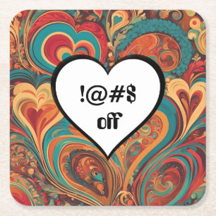 Posavasos Cuadrado De Papel Rude Funny Heart Design !@#$