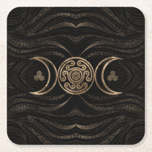 Posavasos Cuadrado De Papel Rueda de Hecate Luna Triple