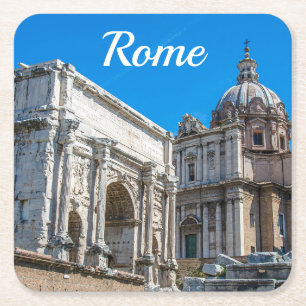 Posavasos Cuadrado De Papel Ruinas del Foro Romano en Roma, Italia