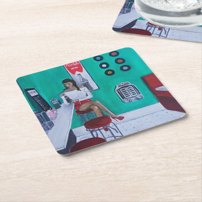 Posavasos Cuadrado De Papel Runaround Sue Painting by Alfred Fox (En perspectiva)