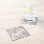Posavasos Cuadrado De Papel Rustic elegant photo boho wedding<br><div class="desc">Rustic elegant photo boho wedding paper coasters.
Add your own photo,  names and date to personalize it.</div>