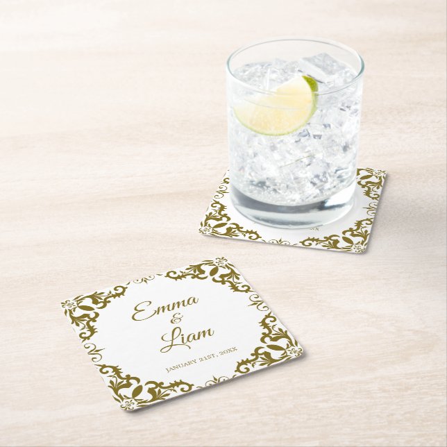 Posavasos Cuadrado De Papel Rustic Mexican Wedding Paper Coasters (In situ)