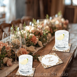 Posavasos Cuadrado De Papel Rustic Mexican Wedding Paper Coasters