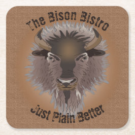 Posavasos Cuadrado De Papel Rustic Western Plains Bison