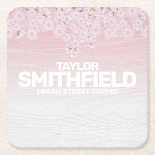 Posavasos Cuadrado De Papel Rústica de cerezo de madera