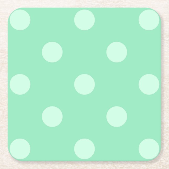 Posavasos Cuadrado De Papel Rústica Mint Green Dots Classic Elegant Blank (Anverso)