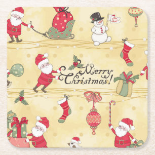 Posavasos Cuadrado De Papel Rústicos Navidades de país estilo vintage