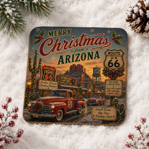 Posavasos Cuadrado De Papel Ruta 66 Arizona Navidad Hogar Barware
