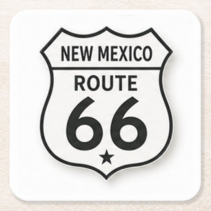 Posavasos Cuadrado De Papel Ruta 66 de Nuevo México Coaster Retro Escudo Blanc