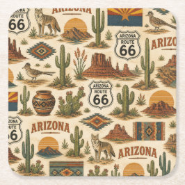 Posavasos Cuadrado De Papel Ruta Arizona 66 Sips del Desierto