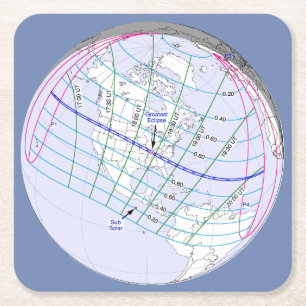 Posavasos Cuadrado De Papel Ruta mundial total del eclipse solar 2017