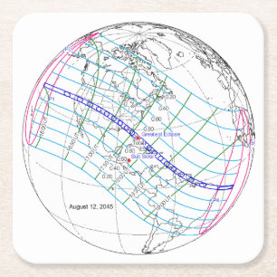 Posavasos Cuadrado De Papel Ruta mundial total del eclipse solar 2045