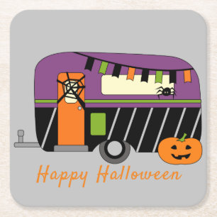 Posavasos Cuadrado De Papel RV Cute Halloween