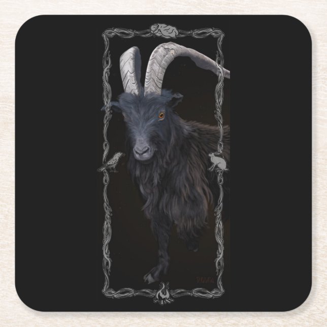 Posavasos Cuadrado De Papel Sabbath de bruja (Anverso)