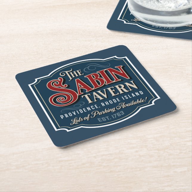 Posavasos Cuadrado De Papel Sabin Tavern Bar Coasters (En perspectiva)