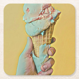 Posavasos Cuadrado De Papel Sabor de helado