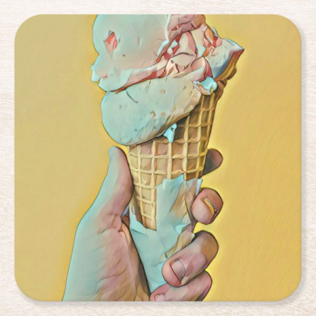 Posavasos Cuadrado De Papel Sabor de helado (Anverso)