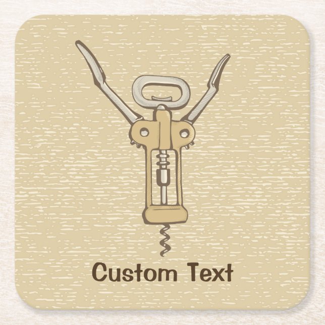 Posavasos Cuadrado De Papel Sacacorchos (Anverso)