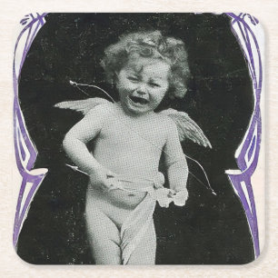 Posavasos Cuadrado De Papel Sad Cherub Angel Print