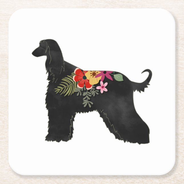 Posavasos Cuadrado De Papel Saddle Bohemiana floral de heliano afgano (Anverso)