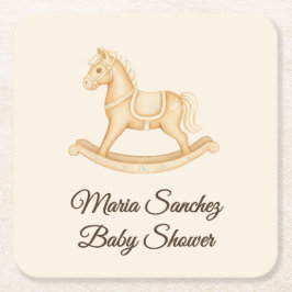 Posavasos Cuadrado De Papel "Saddle Up" Boho Western Baby Shower