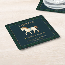 Posavasos Cuadrado De Papel Saddle Up Cumpleaños Vintage Preppy Caballo 