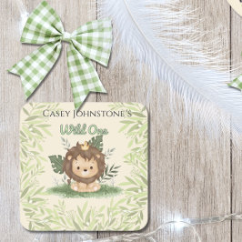 Posavasos Cuadrado De Papel Safari Wild One Watercolor 1st Birthday