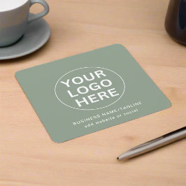 Posavasos Cuadrado De Papel Sage Green Logo l Profesional Branding Business
