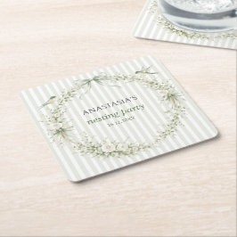 Posavasos Cuadrado De Papel Sage Green Toile De Juoy Nesting Party 