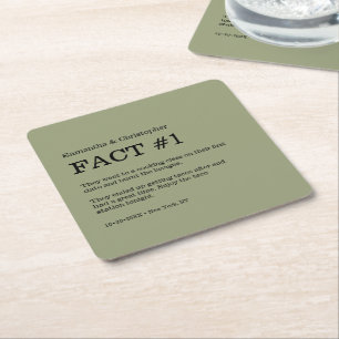 Posavasos Cuadrado De Papel Sage Green White Boda Fact