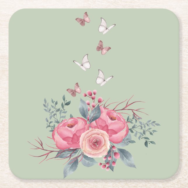 Posavasos Cuadrado De Papel Sage Square Coaster Set (Anverso)