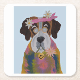 Posavasos Cuadrado De Papel Saint Bernard Hippie