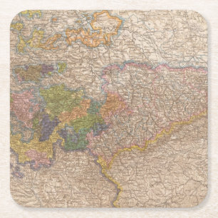 Posavasos Cuadrado De Papel Sajonia, mapa del atlas de Thuringische Staaten