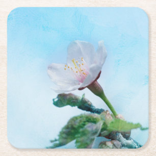 Posavasos Cuadrado De Papel Sakura - Flor de Cerezo Japonesa