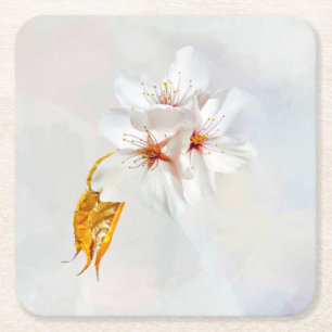 Posavasos Cuadrado De Papel Sakura - Flor de cerezo japonesa