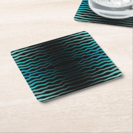 Posavasos Cuadrado De Papel Salado de playa costera Olas turquesa Abstracto Ar