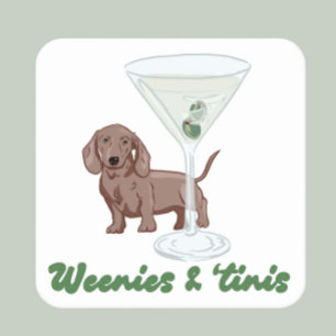 Posavasos Cuadrado De Papel Salchichas y Martinis Fiesta