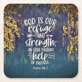 Posavasos Cuadrado De Papel Salmo 46:1 Dios es nuestro Refugio y Fuerza
