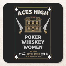 Posavasos Cuadrado De Papel Saloon de Cowboy American Frontier