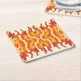 Posavasos Cuadrado De Papel Salto Del Sol Del Baile Del Arte Resumen Del Color