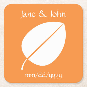 Posavasos Cuadrado De Papel Saltos de otoño en la montaña rusa de papel Naranj