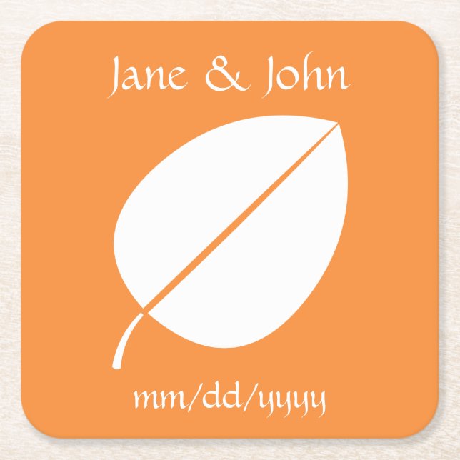 Posavasos Cuadrado De Papel Saltos de otoño en la montaña rusa de papel Naranj (Anverso)