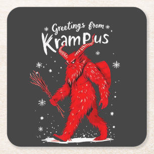 Posavasos Cuadrado De Papel Saludo de Krampus Navidad Navidad