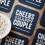 Posavasos Cuadrado De Papel Saludos a la feliz cena de ensayo de la marina de<br><div class="desc">Antes del día de tu boda, diviértete con una celebración de "Brews Before I Do's". Ya sea una cena de ensayo, una despedida de soltero o una fiesta de compromiso, este divertido y audaz diseño de montaña es perfecto para una celebración con temas de cerveza o cerveza. Este diseño original...</div>
