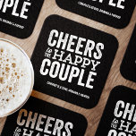 Posavasos Cuadrado De Papel Saludos a la feliz cena de ensayo negro de la pare<br><div class="desc">Antes del día de tu boda, diviértete con una celebración de "Brews Before I Do's". Ya sea una cena de ensayo, una despedida de soltero o una fiesta de compromiso, este divertido y audaz diseño de montaña es perfecto para una celebración con temas de cerveza o cerveza. Este diseño original...</div>
